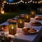 Glitzhome® 11" LED Black Square Textured Glass Solar Powered Hanging Lantern